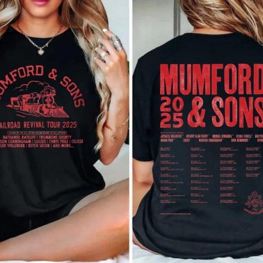 Mumford & Sons Tour 2 Sided Unisex T-Shirt, Folk Rock Band Tee Shirt
